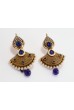 Antique Earrings with Faux Pearls and Blue stones